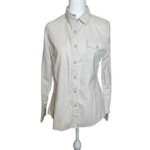 Woolrich Women's Small Corduroy Tan Check Button Long Sleeve‎ Collared Shirt